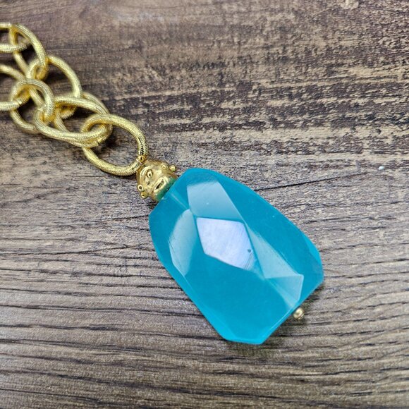 NWT!! Susan Shaw Elizabeth Quartz 24K Plated Gold Chain Necklace - Picture 4 of 7